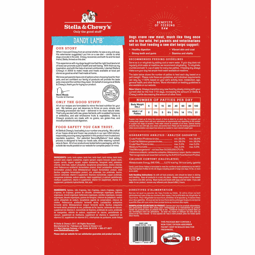 Freeze-Dried Dandy Lamb Patties - 25 oz