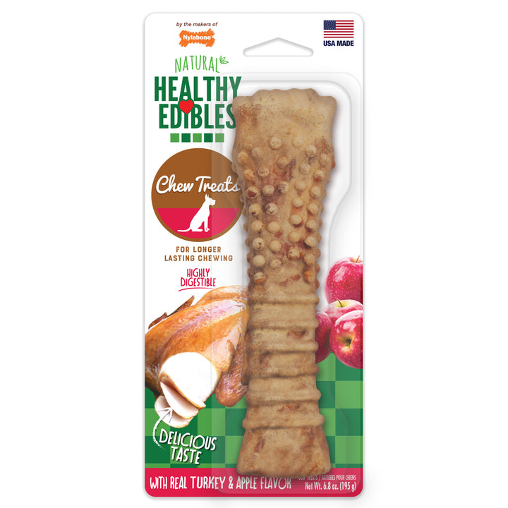 Nylabone Healthy Edibles All-Natural Long Lasting Chew Treats Turkey &amp; Apple X-Large (1 Count)