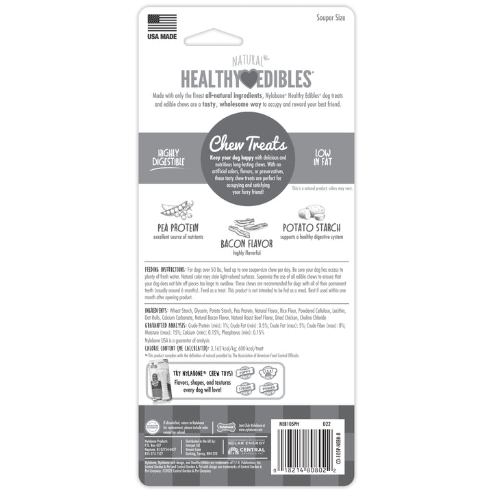 Nylabone Healthy Edibles All-Natural Long Lasting Chew Treats Bacon X-Large/Souper - 50+ lbs. (1 Count)