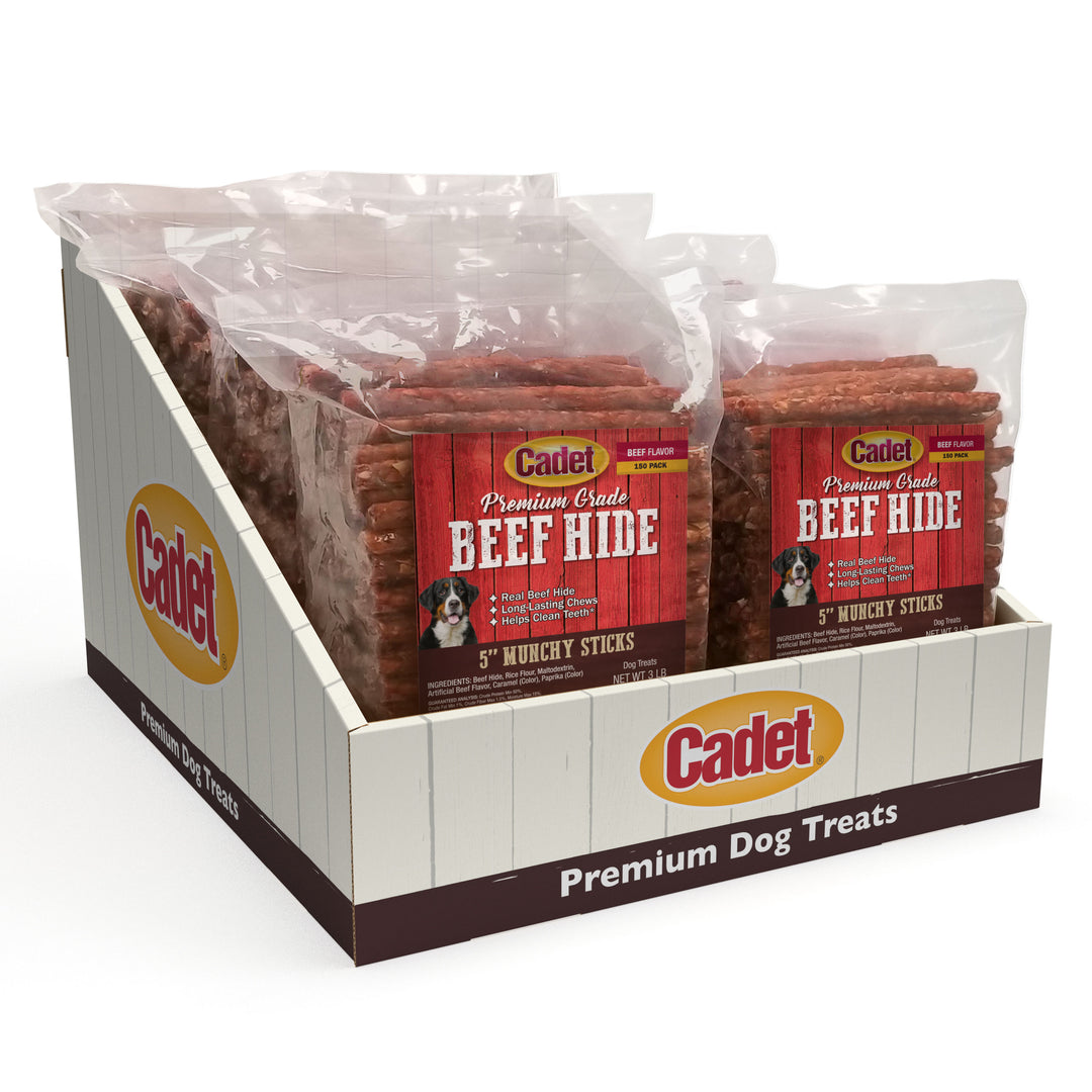 Cadet Munchy Beef Hide Sticks for Dogs 5 Inch (150 Count)