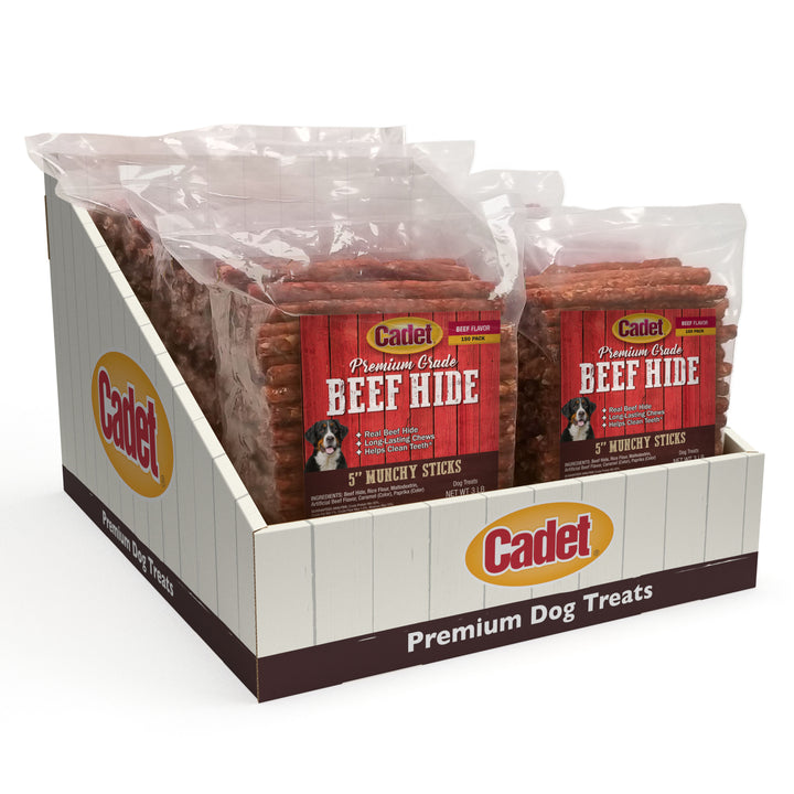 Cadet Munchy Beef Hide Sticks for Dogs 5 Inch (150 Count)