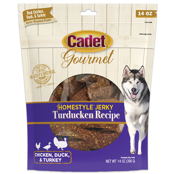 Cadet Gourmet Homestyle Turducken Recipe Jerky Treats for Dogs 14 Ounce (1 Count)