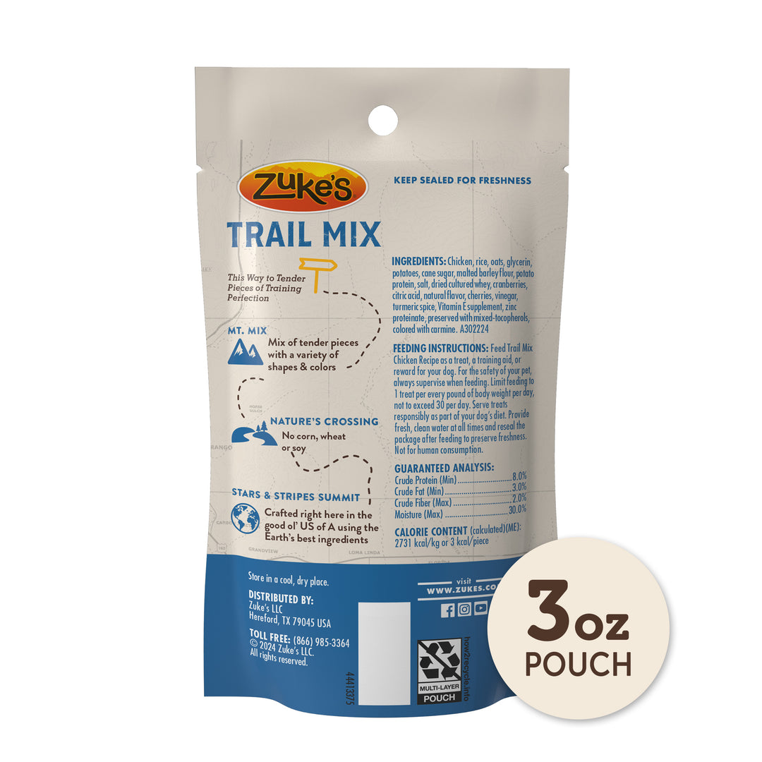 Zukes Trail Mix Chicken Dog Treats 3 oz back