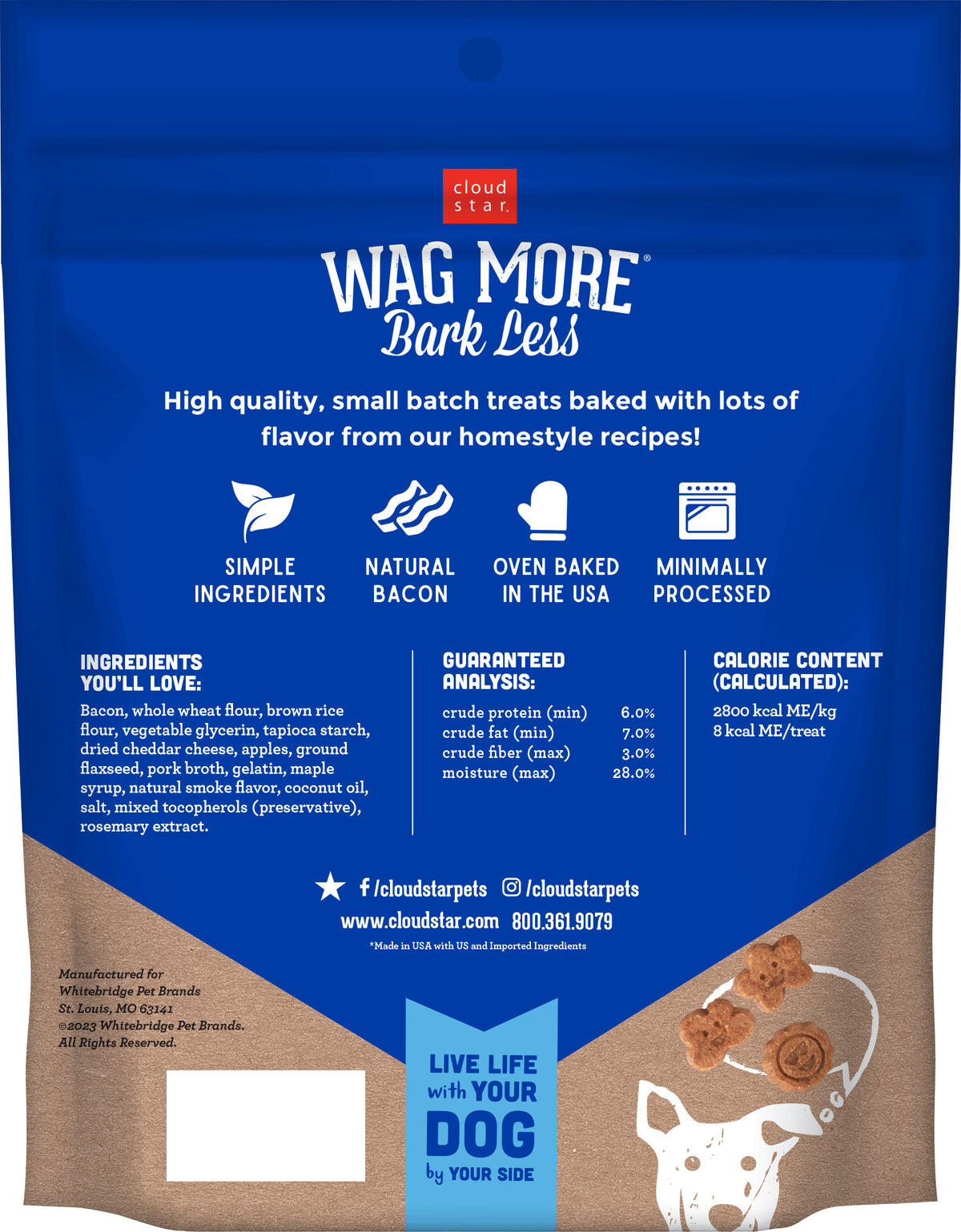 Wag More Soft and Chewy Bacon Cheese and Apples 6oz - back