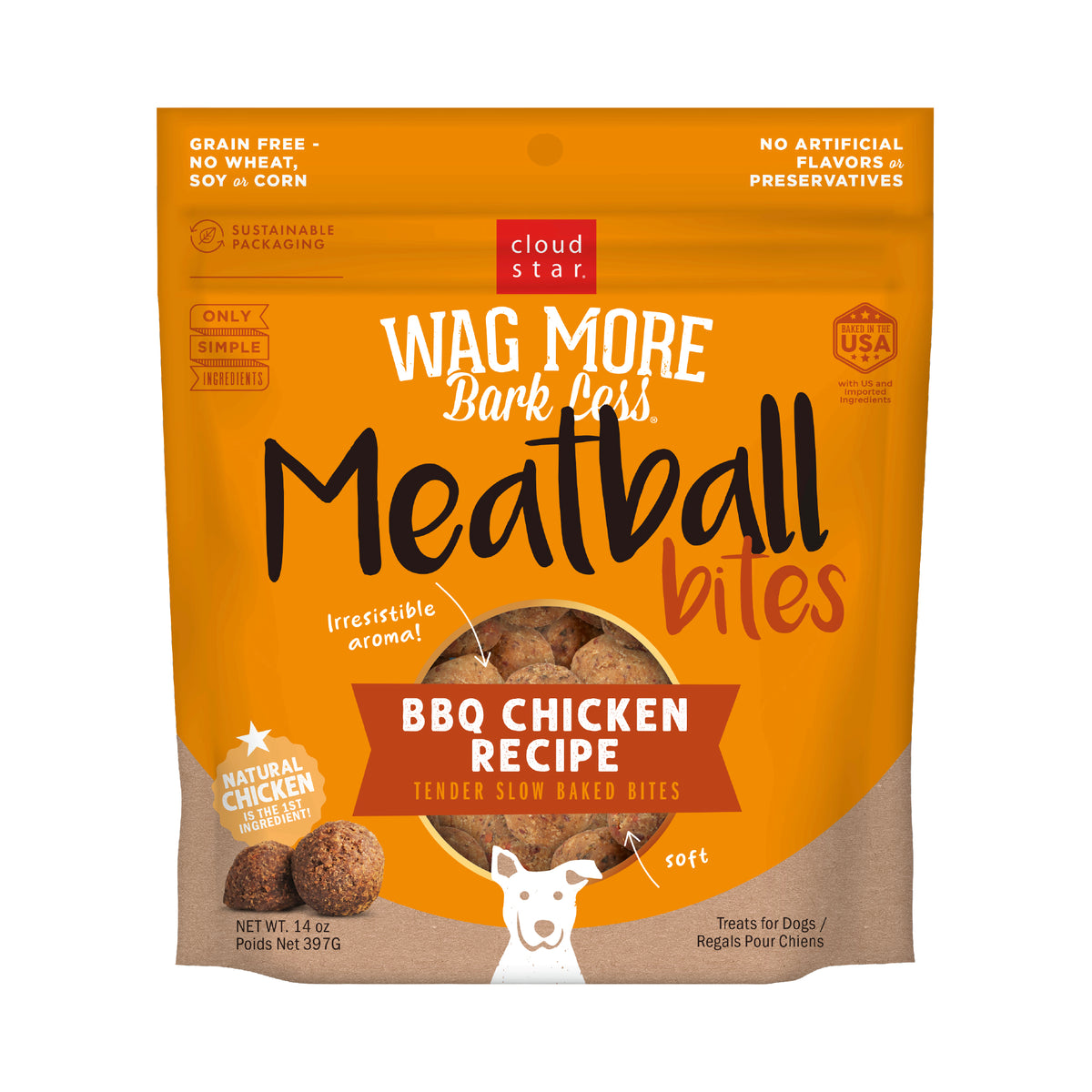 Wag More Bark Less Grain Free Chicken Meatball Dog Treats 14 oz