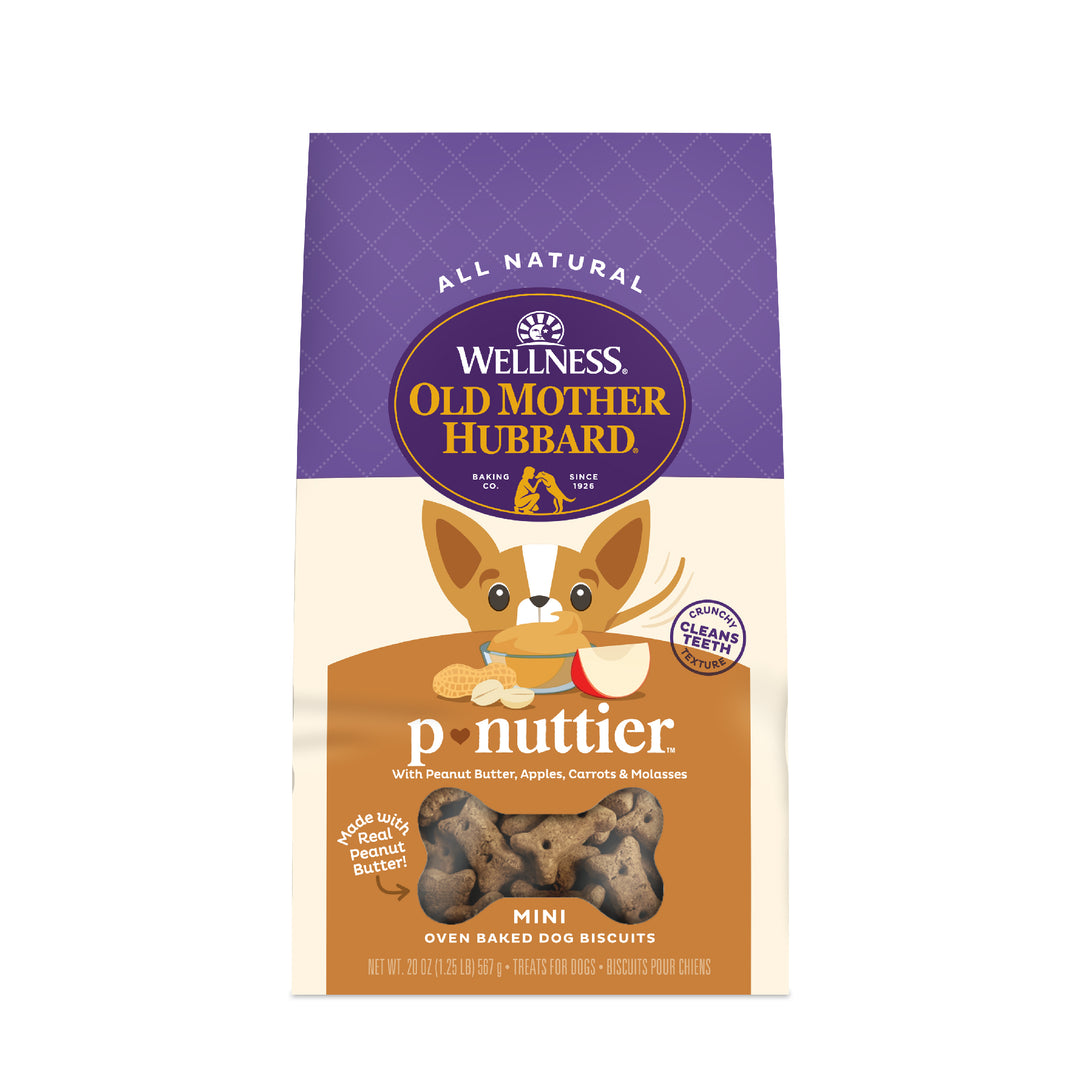 Wellness Old Mother Hubbard P-Nuttier Dog Biscuits, Natural, Training Treats, Peanut Butter Flavor, Mini Size, (20 Ounce Bag)