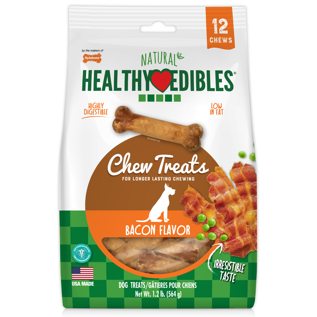 Nylabone Healthy Edibles All-Natural Long Lasting Chew Treats Bacon Small (12 Count)