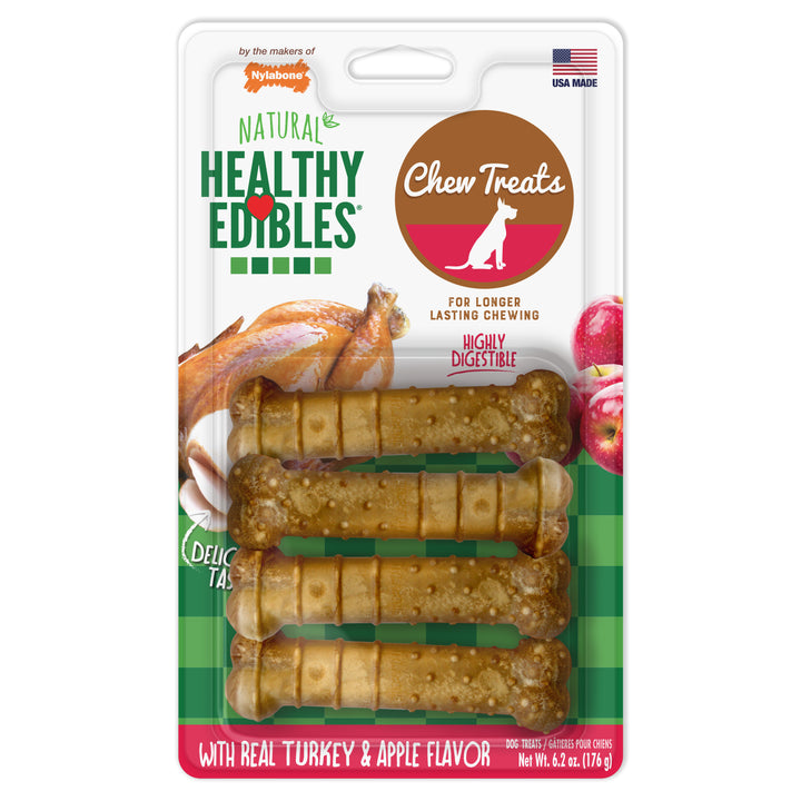 Nylabone Healthy Edibles All-Natural Long Lasting Chew Treats Turkey &amp; Apple Small (4 Count)