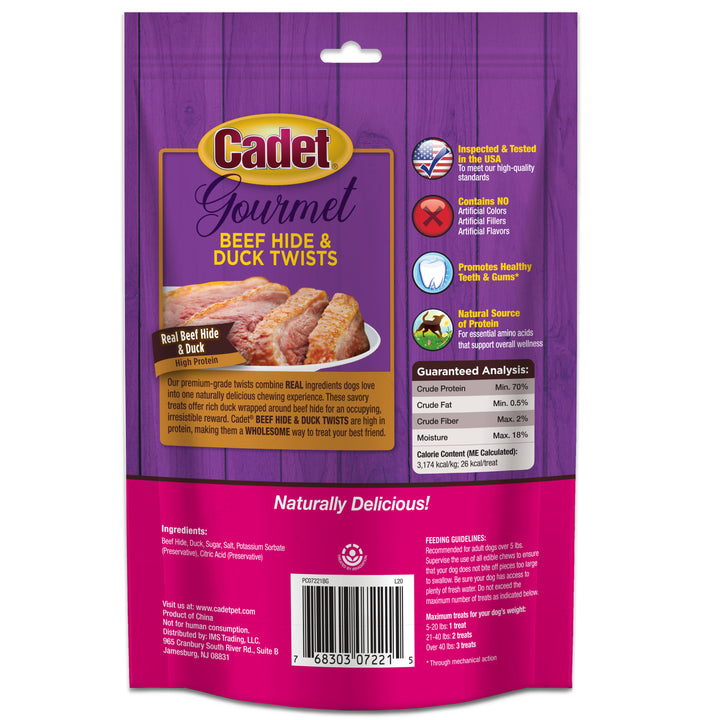 Cadet Gourmet Beef Hide &amp; Duck Dog Twist Sticks 4 Ounce (14 Count)