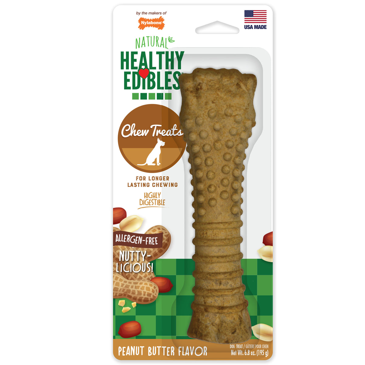 Nylabone Healthy Edibles All-Natural Long Lasting Chew Treats Peanut Butter X-Large (1 Count)