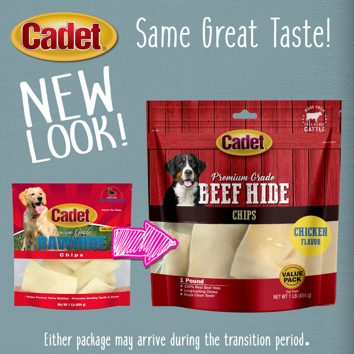 Cadet Premium Grade Beef Hide Chips for Dogs Natural 1 Pound (1 Count)