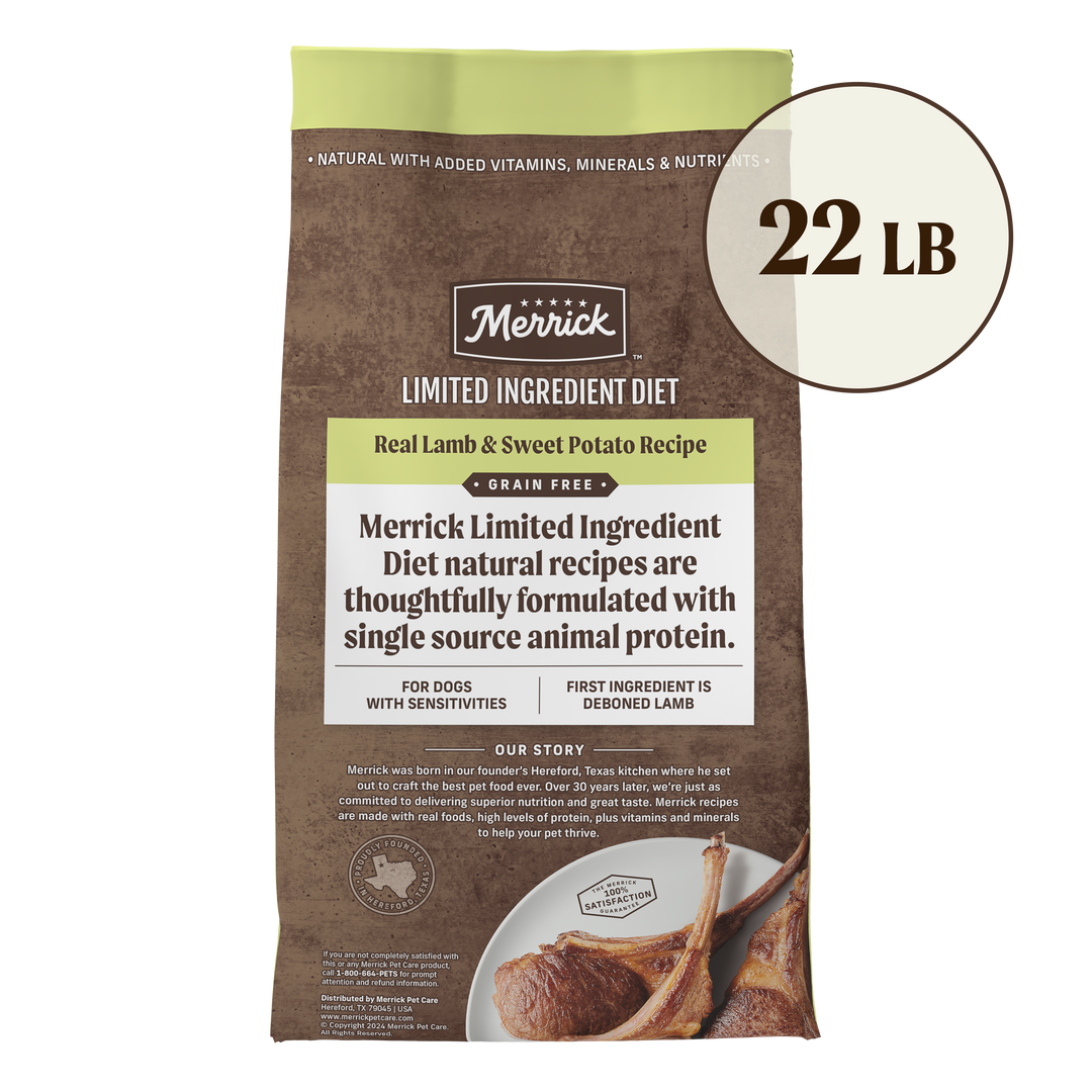 Merrick L.I.D Lamb &amp; Sweet Potato 22lb back