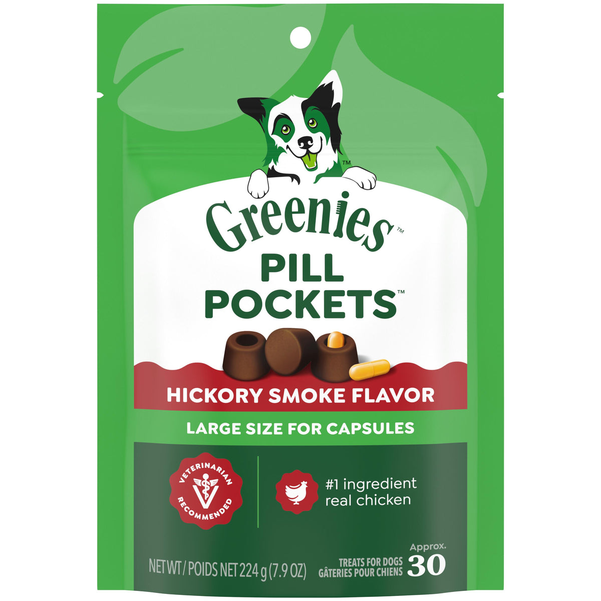 Greenies Canine Pill Pockets Hickory Smoked Capsules7.9oz 30pk