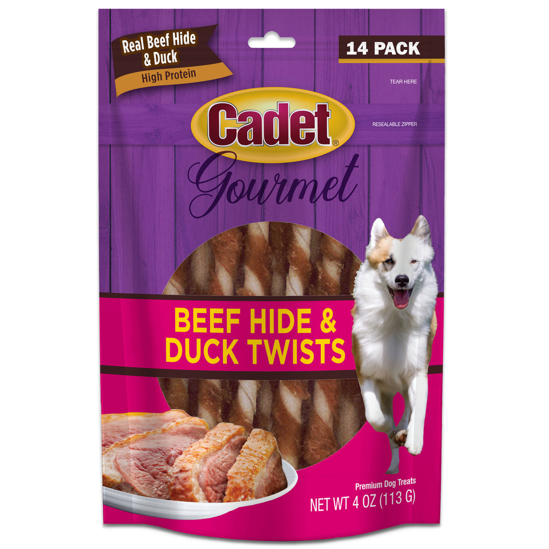 Cadet Gourmet Beef Hide &amp; Duck Dog Twist Sticks 4 Ounce (14 Count)