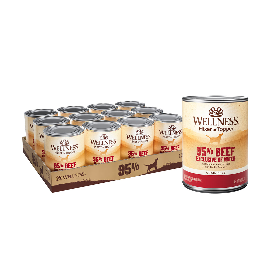 Wellness 95% Beef Natural Wet Grain Free Canned Dog Food, 13.2-Ounce Can (Pack of 12)