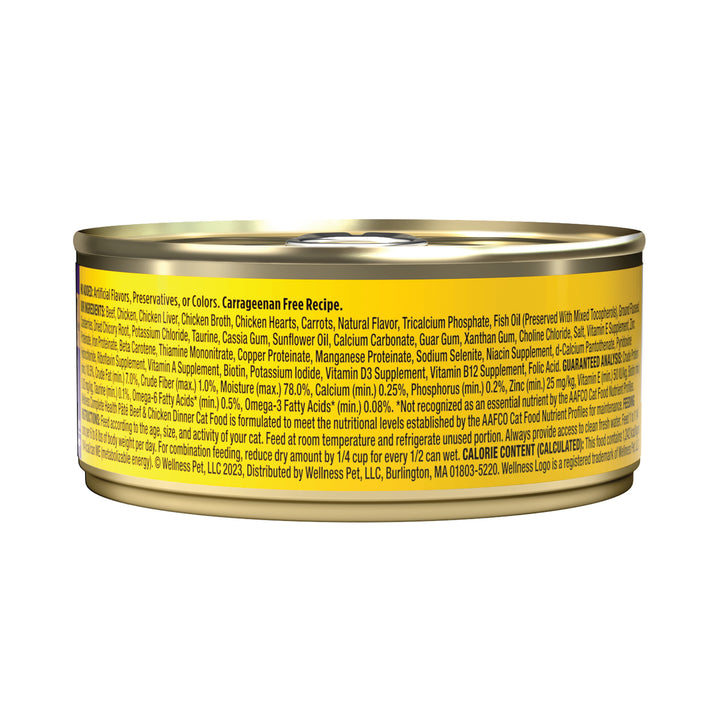 Wellness Complete Health Pate Adult Wet Cat Food, Protein-Rich, Grain Free, 5.5 Ounce, 12 Pack, (Beef &amp; Chicken)
