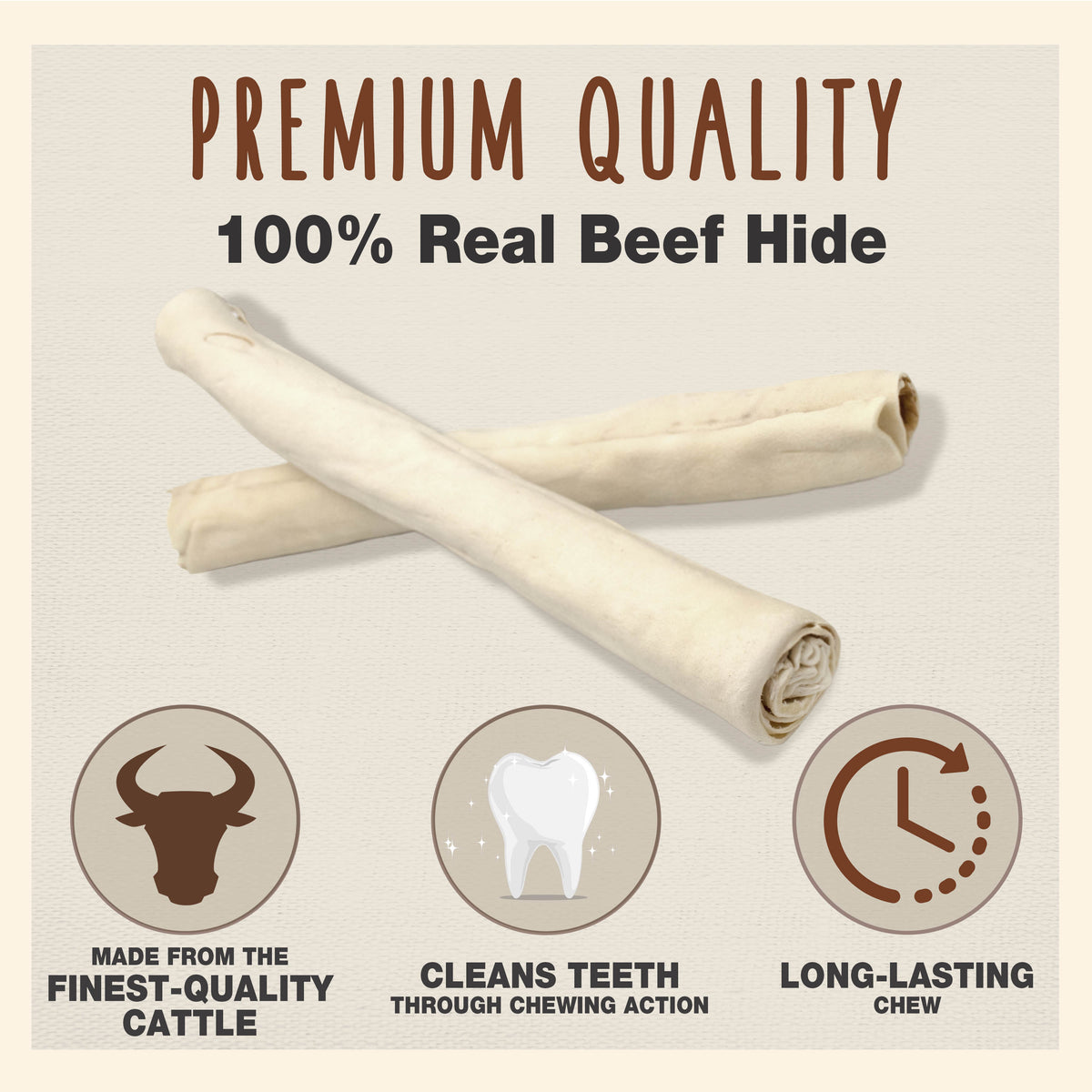 Cadet Premium Grade Beef Hide Retriever Rolls for Dogs 20 Pack, 5 Pounds