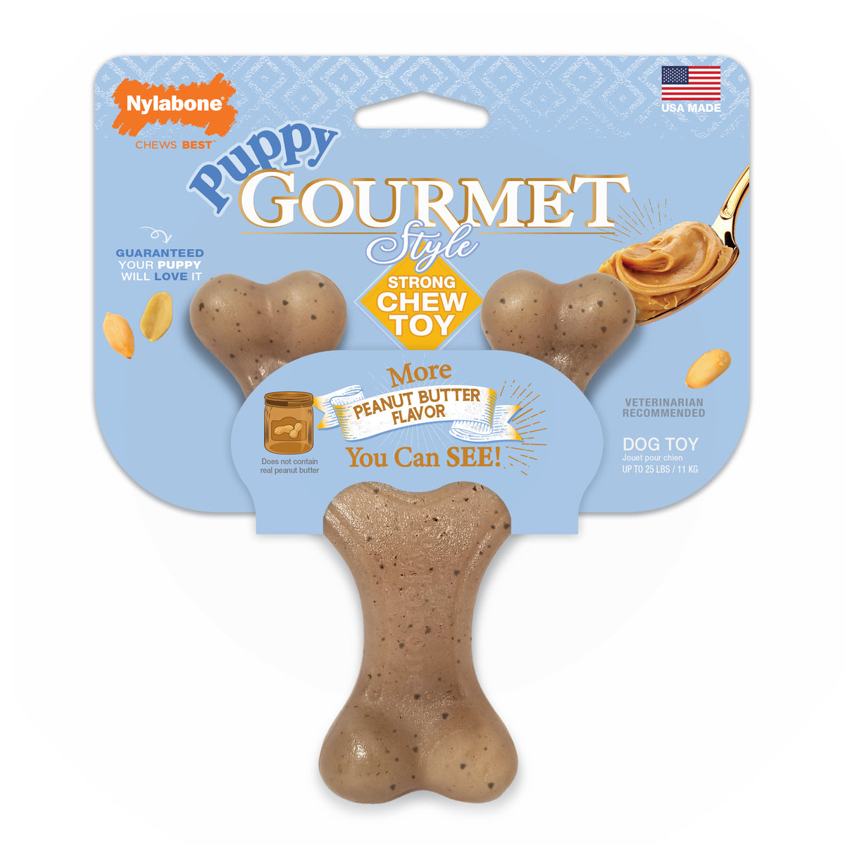 Nylabone Strong Chew Gourmet Style Wishbone Puppy Chew Toy Peanut Butter Small (1 Count)