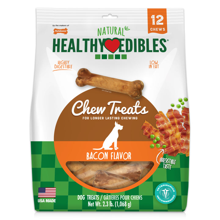 Nylabone Healthy Edibles All-Natural Long Lasting Chew Treats Bacon Medium (12 Count)