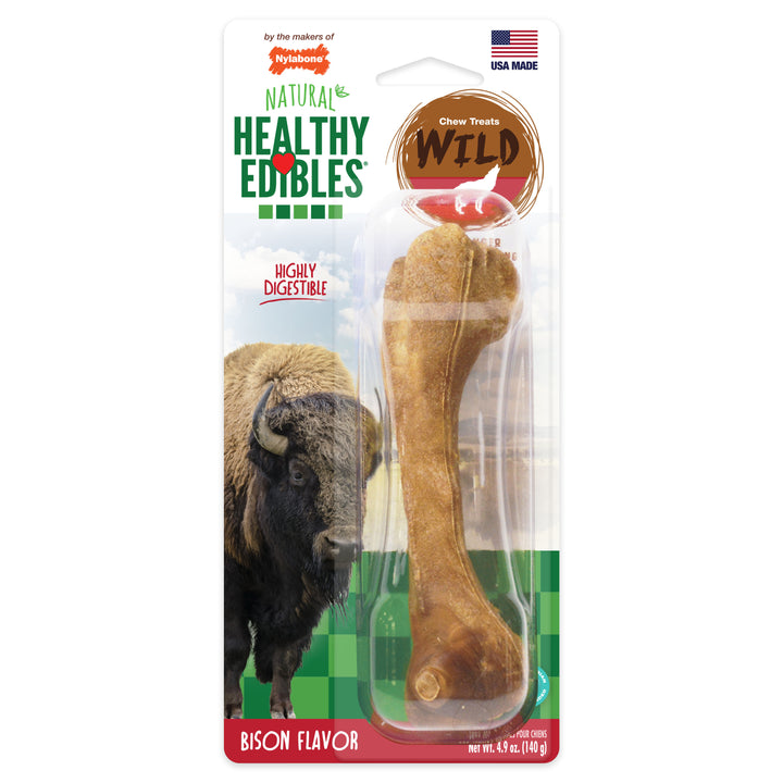 Nylabone Healthy Edibles Wild All-Natural Long Lasting Chew Treats Bison Large (1 Count)