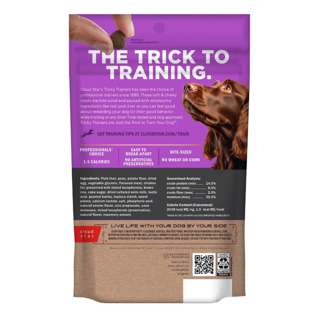 Cloudstar Tricky Trainers Mini Liver Dog Treats 5 oz - back