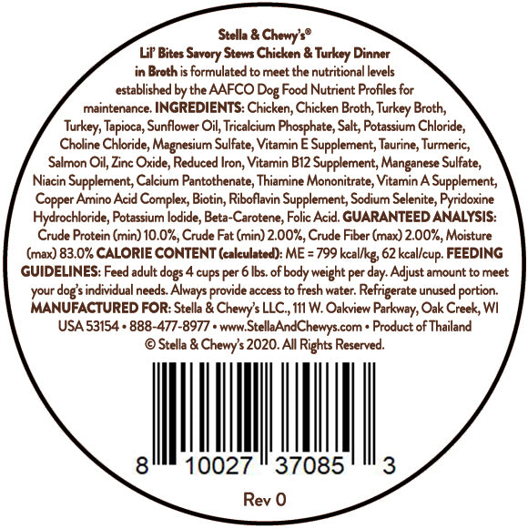 Lil Bites Savory Stews Chicken &amp; Turkey Dinner in Broth - 2.7 oz