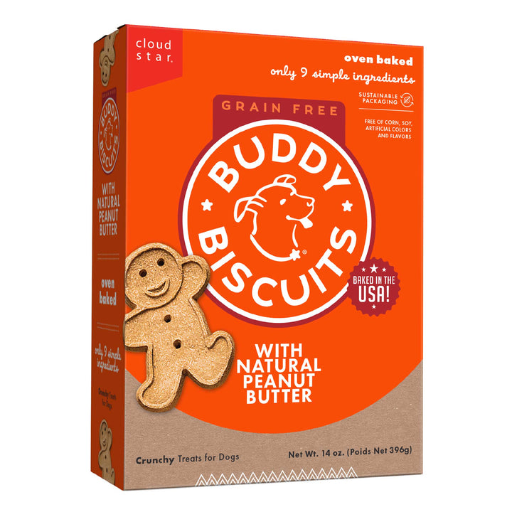Cloud Star Buddy Biscuits Grain Free Peanut Butter 14 oz. Oven Baked