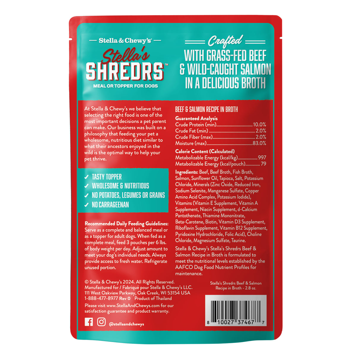 Stella's Shredders Beef & Salmon Recipe in Broth