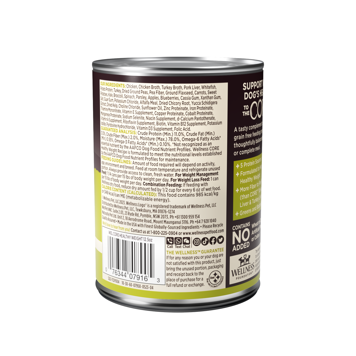 Wellness CORE Natural Wet Grain Free Canned Weight Management Dog Food, 12.5-Ounce Can (Pack of 12)