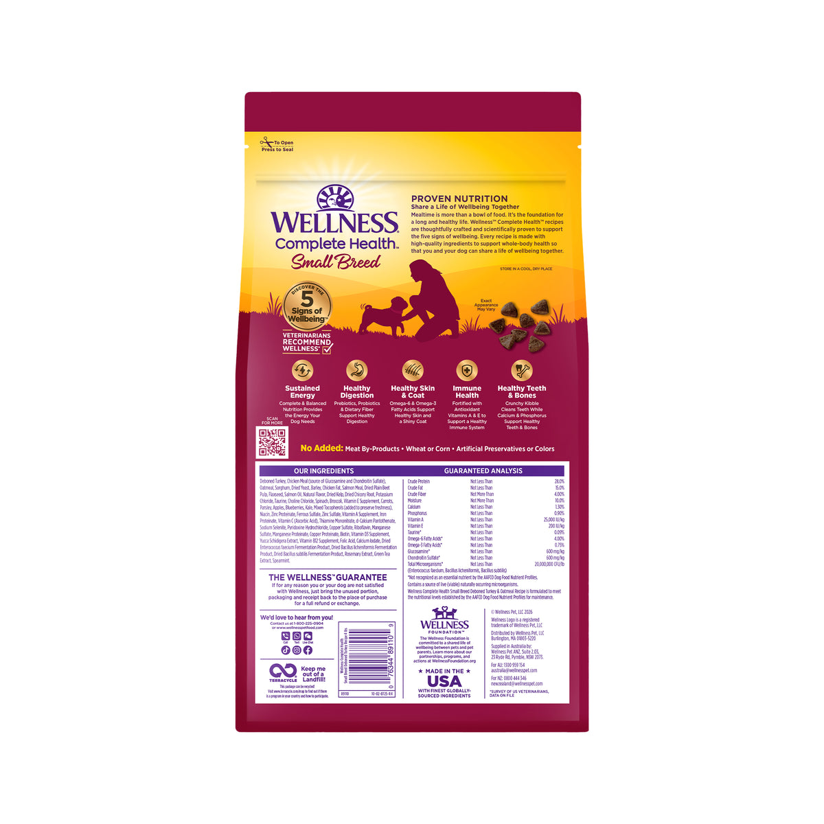 Wellness Complete Health Dry Dog Food, Small Breed, Wholesome Grains, Natural, Turkey & Oatmeal Recipe, (4-Pound Bag)