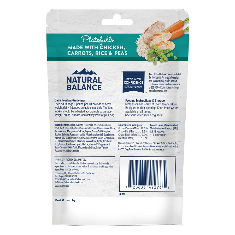 Natural Balance Platefulls Wet Dog Food Harvest Chicken  Rice Recipe 9 oz