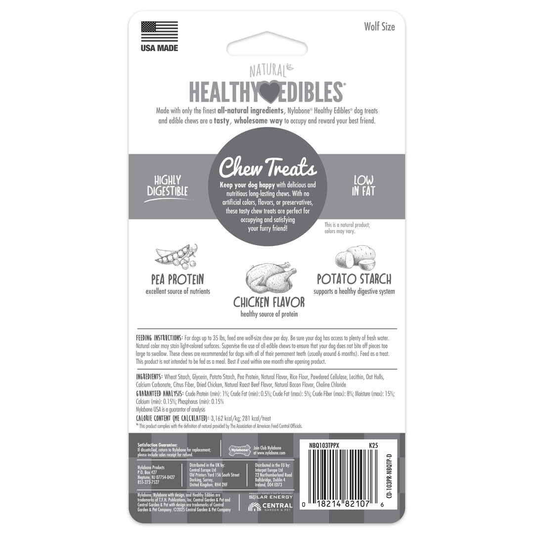 Nylabone Healthy Edibles All-Natural Long Lasting Chew Treats Chicken Medium (2 Count)