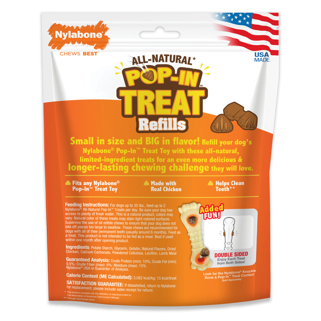 Nylabone All-Natural Pop-In Dog Treat Refills Chicken All Sizes (30 Count)