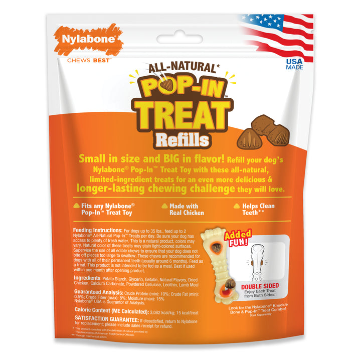Nylabone All-Natural Pop-In Dog Treat Refills Chicken All Sizes (30 Count)