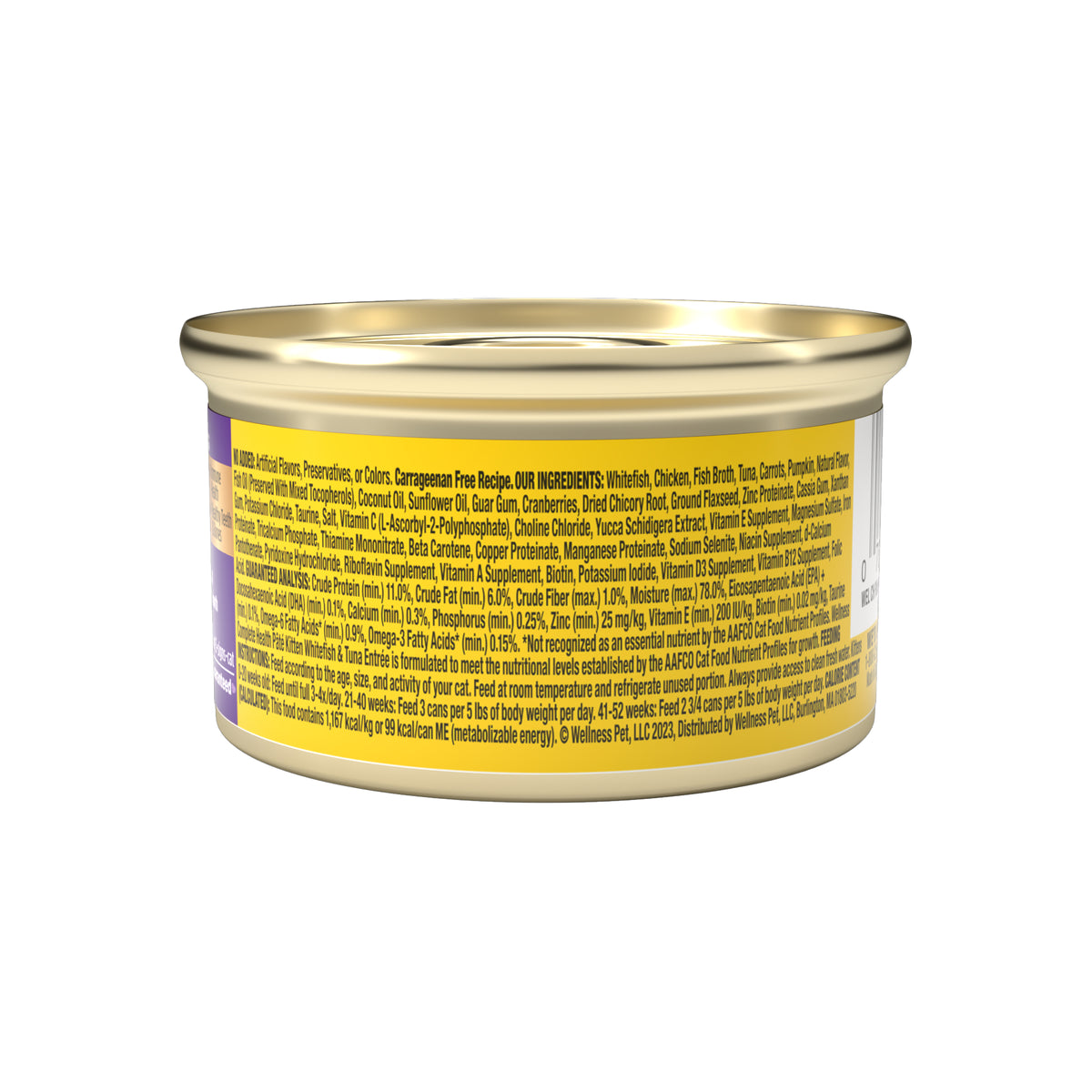 Wellness Complete Health Pate Kitten Wet Cat Food, Natural, Protein-Rich, Grain-Free, 3 Ounce, 24 Pack, (Whitefish & Tuna)