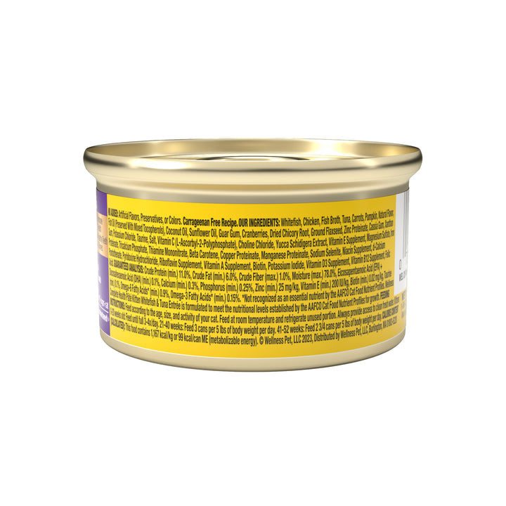 Wellness Complete Health Pate Kitten Wet Cat Food, Natural, Protein-Rich, Grain-Free, 3 Ounce, 24 Pack, (Whitefish &amp; Tuna)