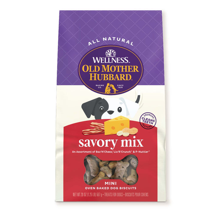 Wellness Old Mother Hubbard Savory Mix Dog Biscuits, Natural, Training Treats, Mini Size, (20 Ounce Bag)