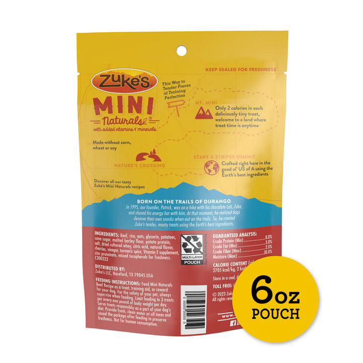 Zukes Mini Naturals Beef Treats 6 oz back