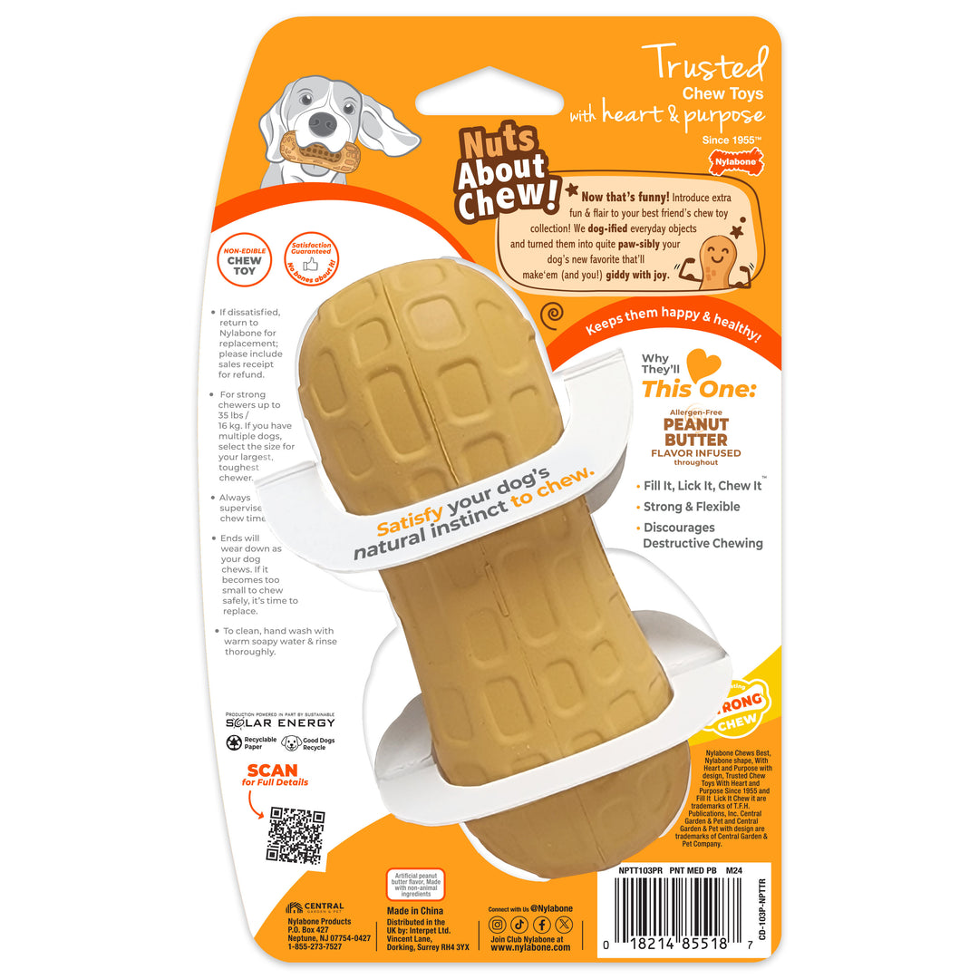 Nylabone Strong Chew Fillable Peanut Dog Chew Toy Peanut Butter Medium (1 Count)