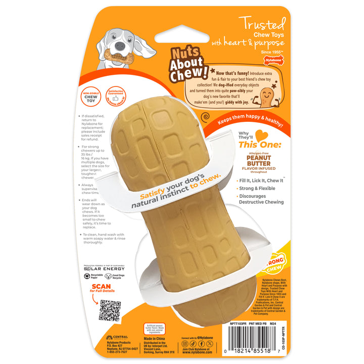 Nylabone Strong Chew Fillable Peanut Dog Chew Toy Peanut Butter Medium (1 Count)