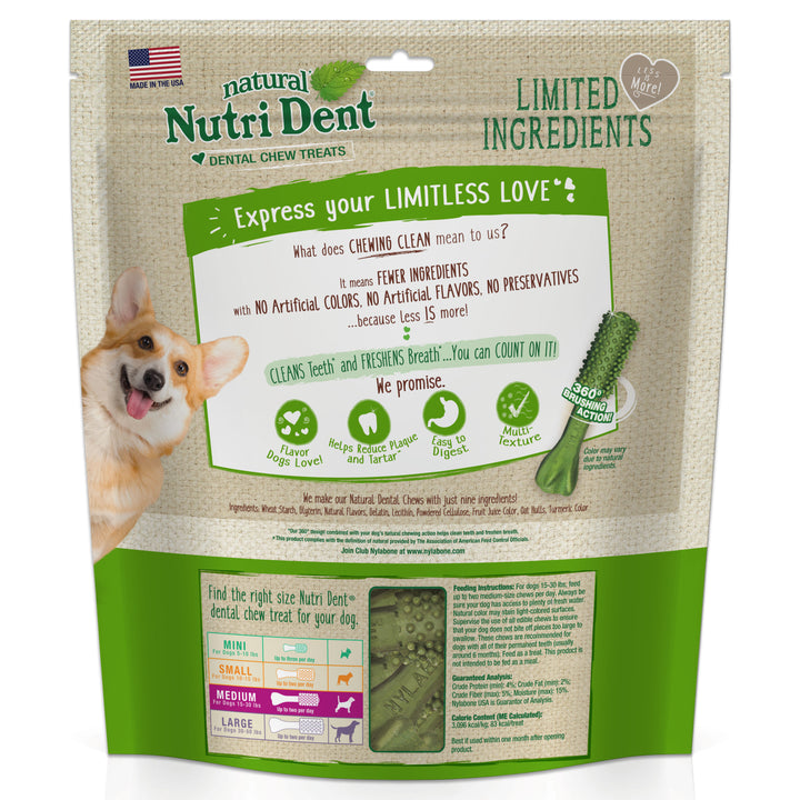 Nylabone Nutri Dent Fresh Breath Flavored Dental Dog Chew Treats Medium (40 Count)
