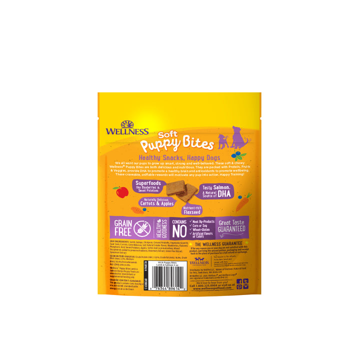 Wellness Puppy Treats, Natural, Training Treat, Grain Free, Soft Lamb &amp; Salmon (3 Ounce bag)