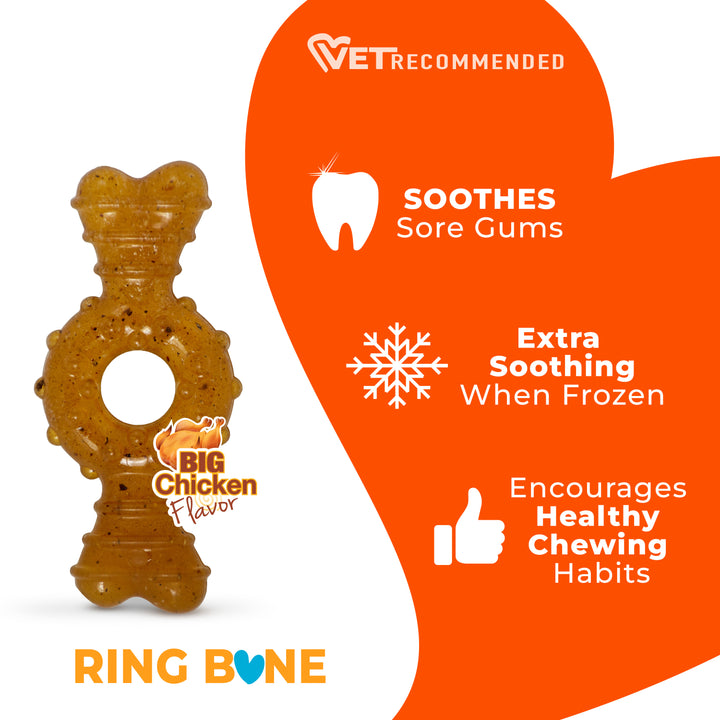 Nylabone Puppy Chew Teething Ring Bone Chew Toy Chicken X-Small (1 Count)