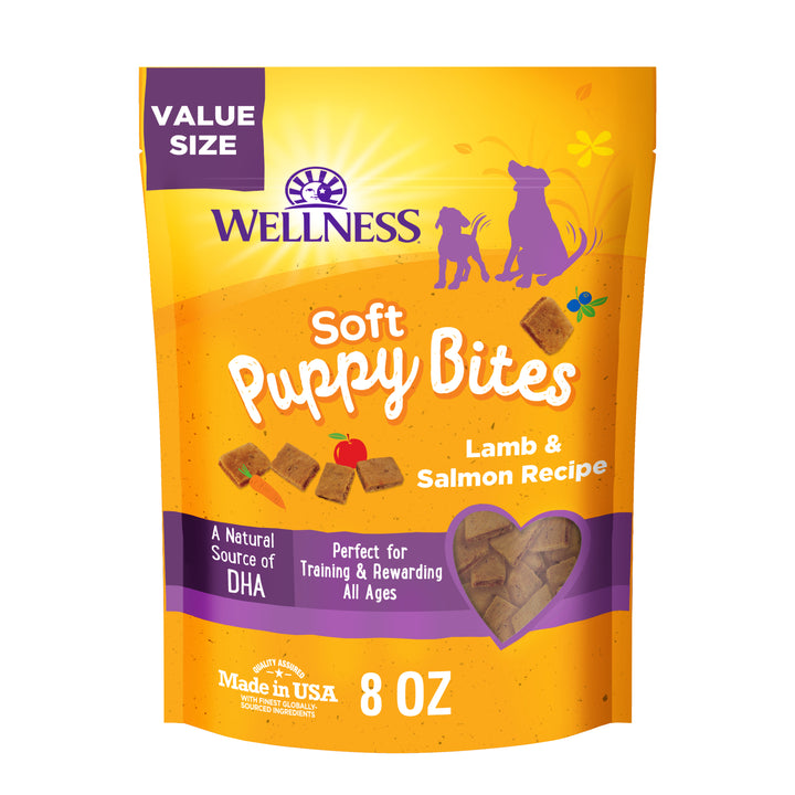 Wellness Puppy Treats, Natural, Training Treat, Grain Free, Soft Lamb &amp; Salmon (8 Ounce bag)
