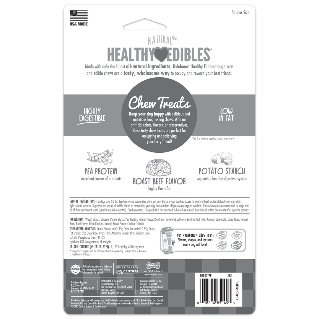 Nylabone Healthy Edibles All-Natural Long Lasting Chew Treats Roast Beef X-Large (2 Count)
