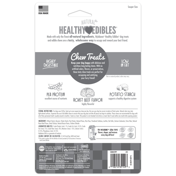 Nylabone Healthy Edibles All-Natural Long Lasting Chew Treats Roast Beef X-Large (2 Count)
