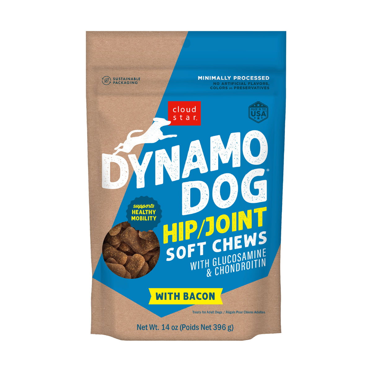 Cloud Star Dynamo Dog Functional Soft Chews Hip Joint Bacon Cheese 14 oz