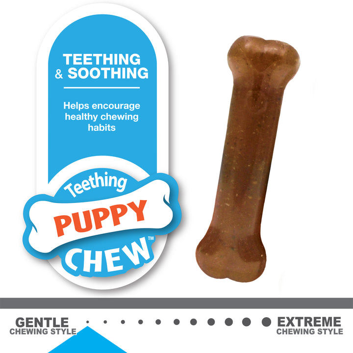 Nylabone Puppy Chew Starter Kit Chew Toy with Chew Treat Chicken &amp; Bacon Small (3 Count)