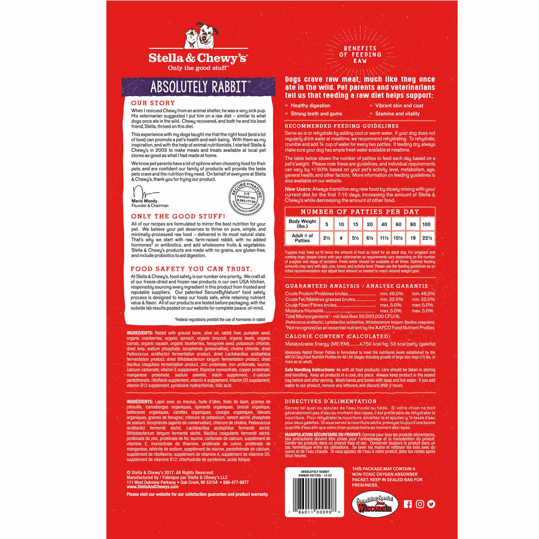 Freeze-Dried Absolutely Rabbit Patties - 25 oz
