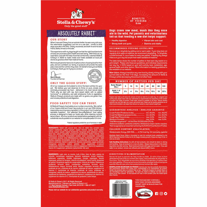 Freeze-Dried Absolutely Rabbit Patties - 25 oz